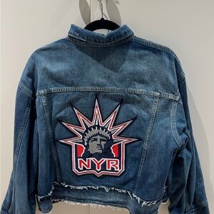 NYR Denim Jacket with Statue of Liberty Patch